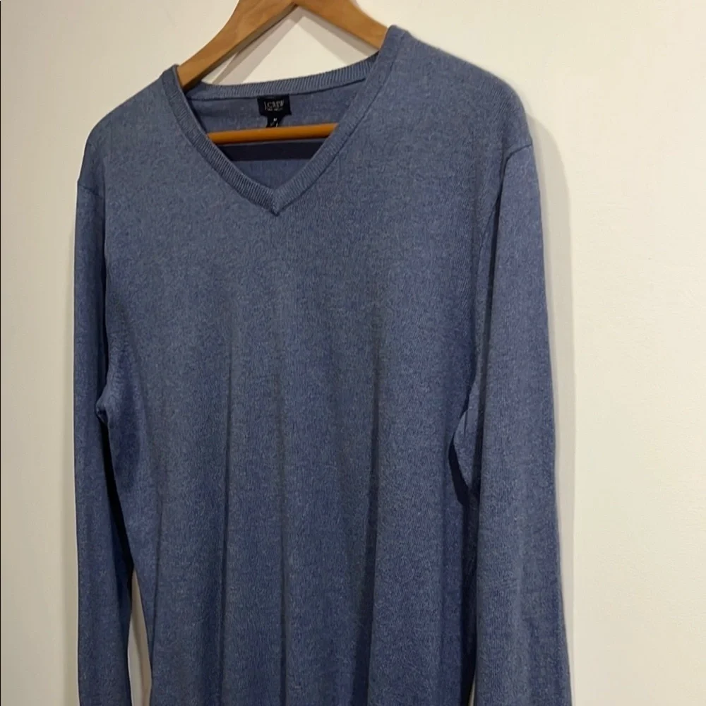 Men's J Crew blue speckled cotton V-Neck Sweater size medium